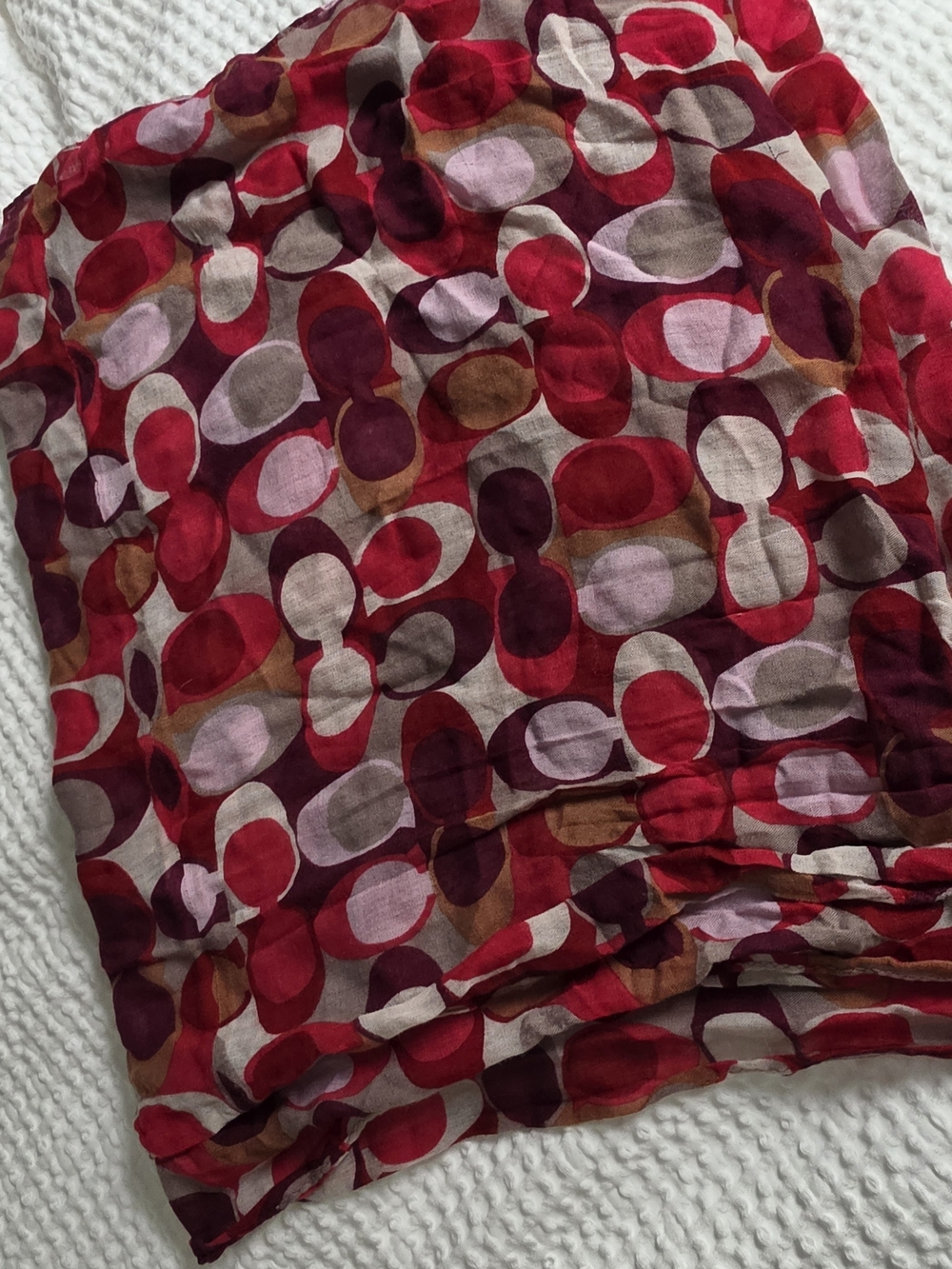 Coach Red Multi-Spot Infinity Scarf - Picture 3 of 6